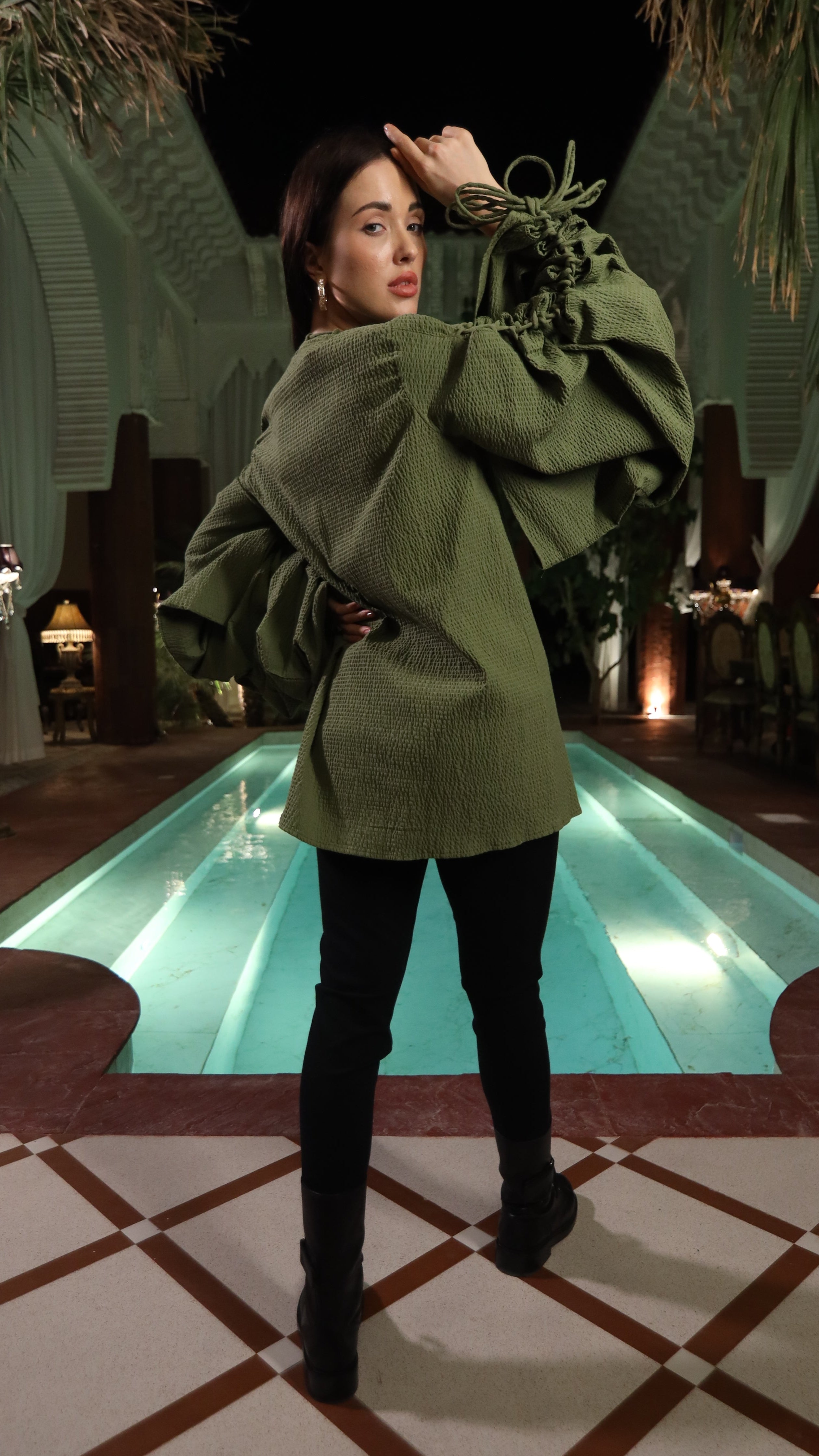 Emerald Draped Blouse