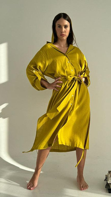 The Solaro Linen Hoody Dress