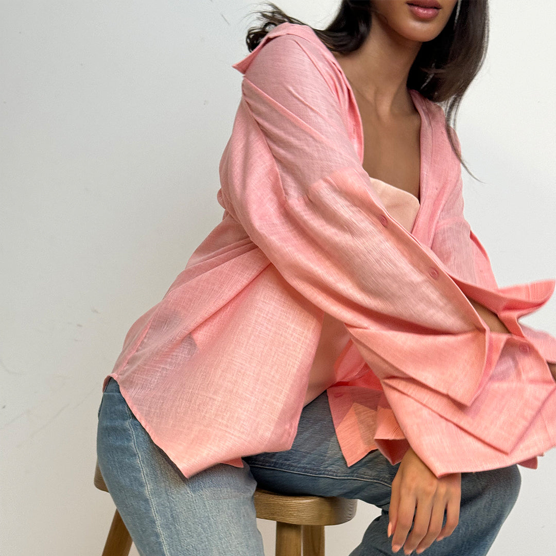 Detailed Long Sleeve Shirt W/Tube Linen