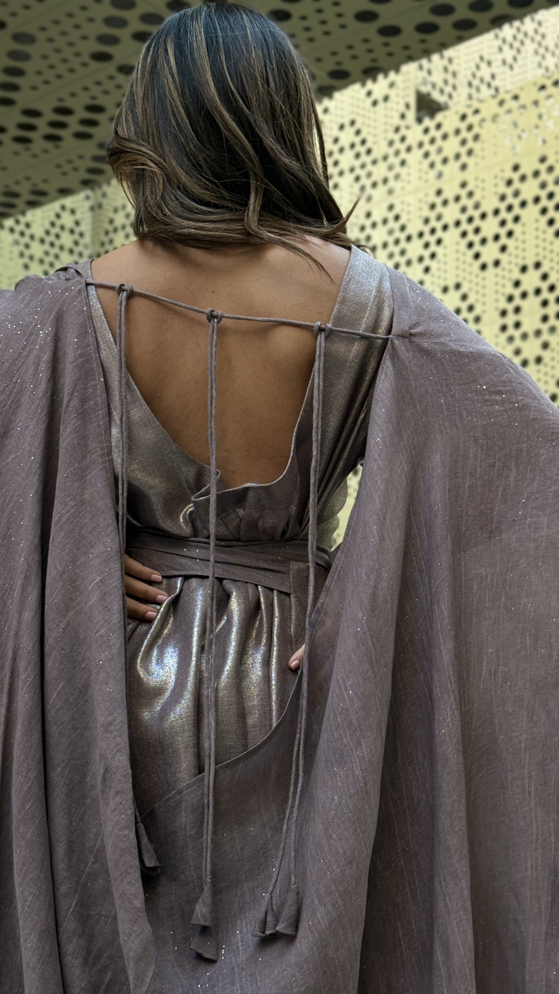 Mauve Drape Kaftan Set