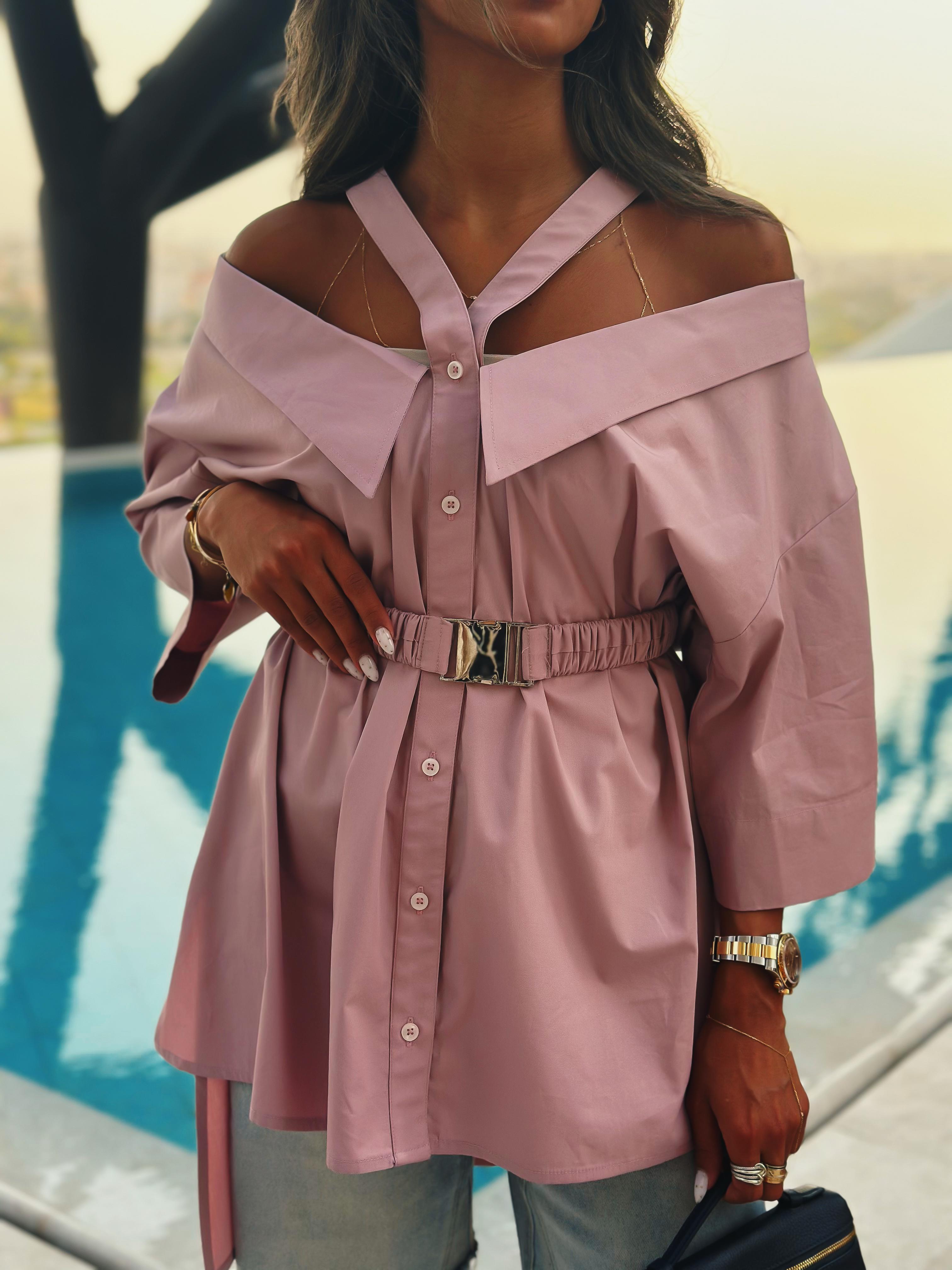 The Malaga Shirt – Off-Shoulder Belt Shirt