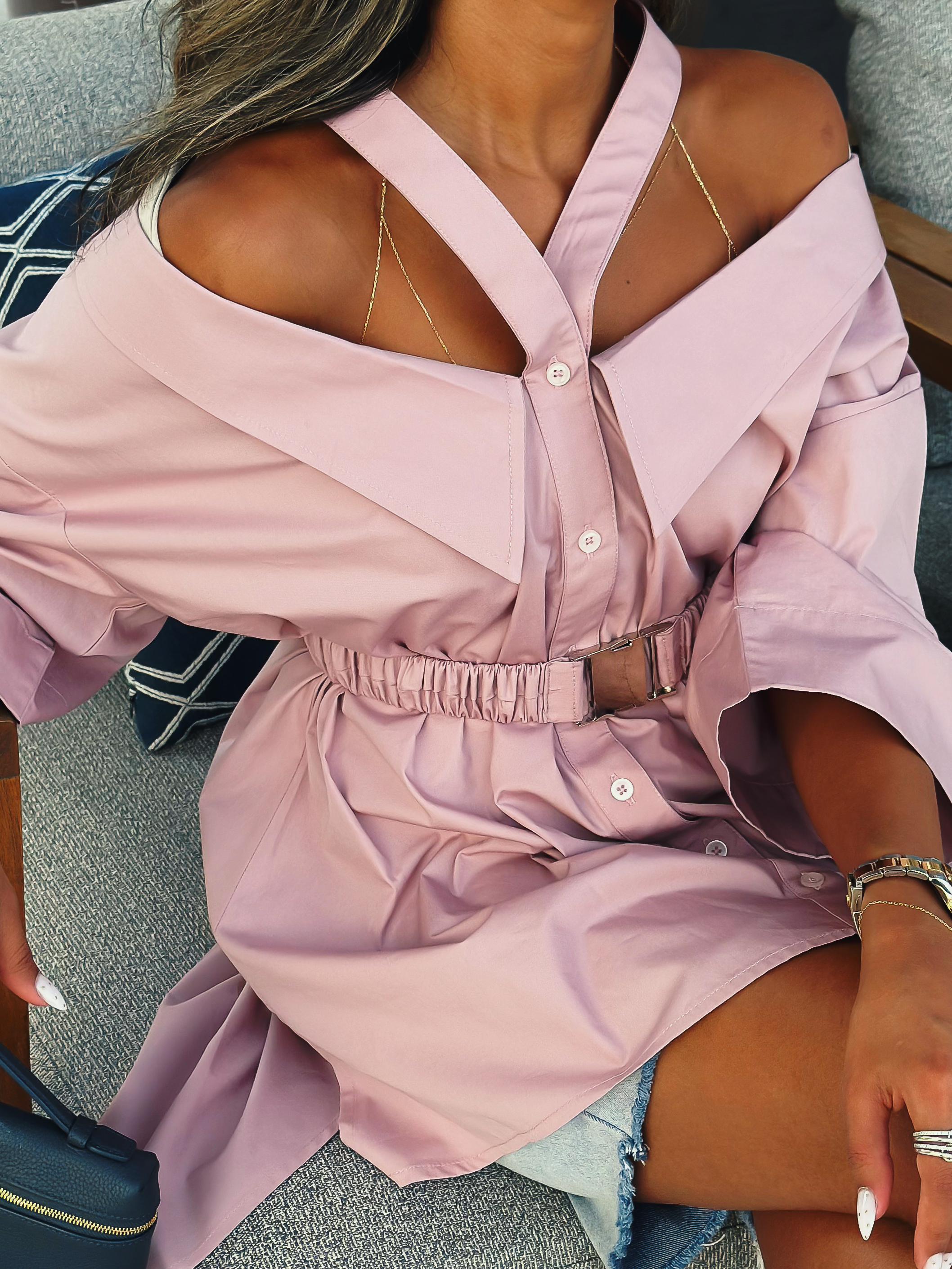 The Malaga Shirt – Off-Shoulder Belt Shirt