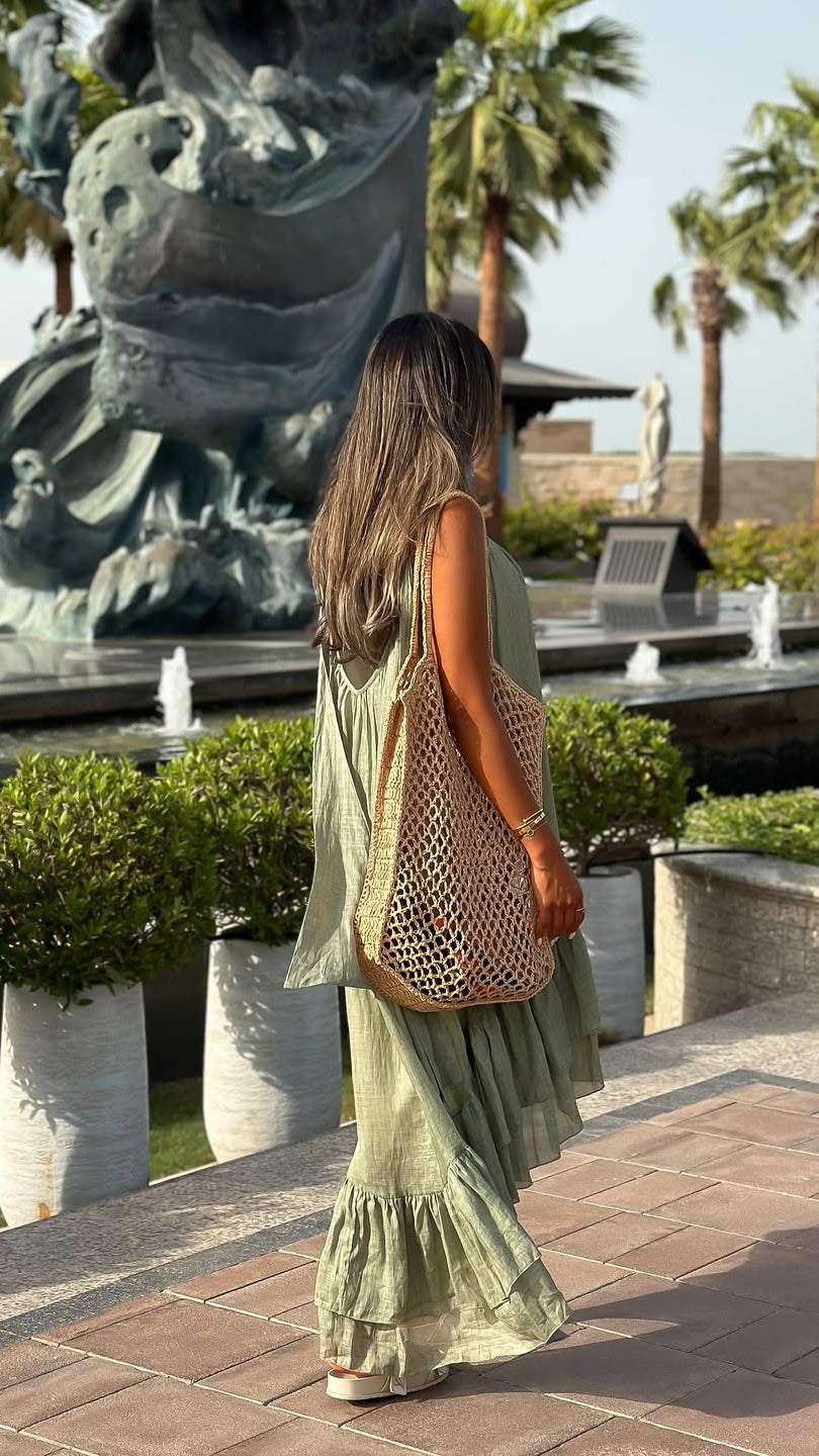 Strappy Ruffle Maxi Dress