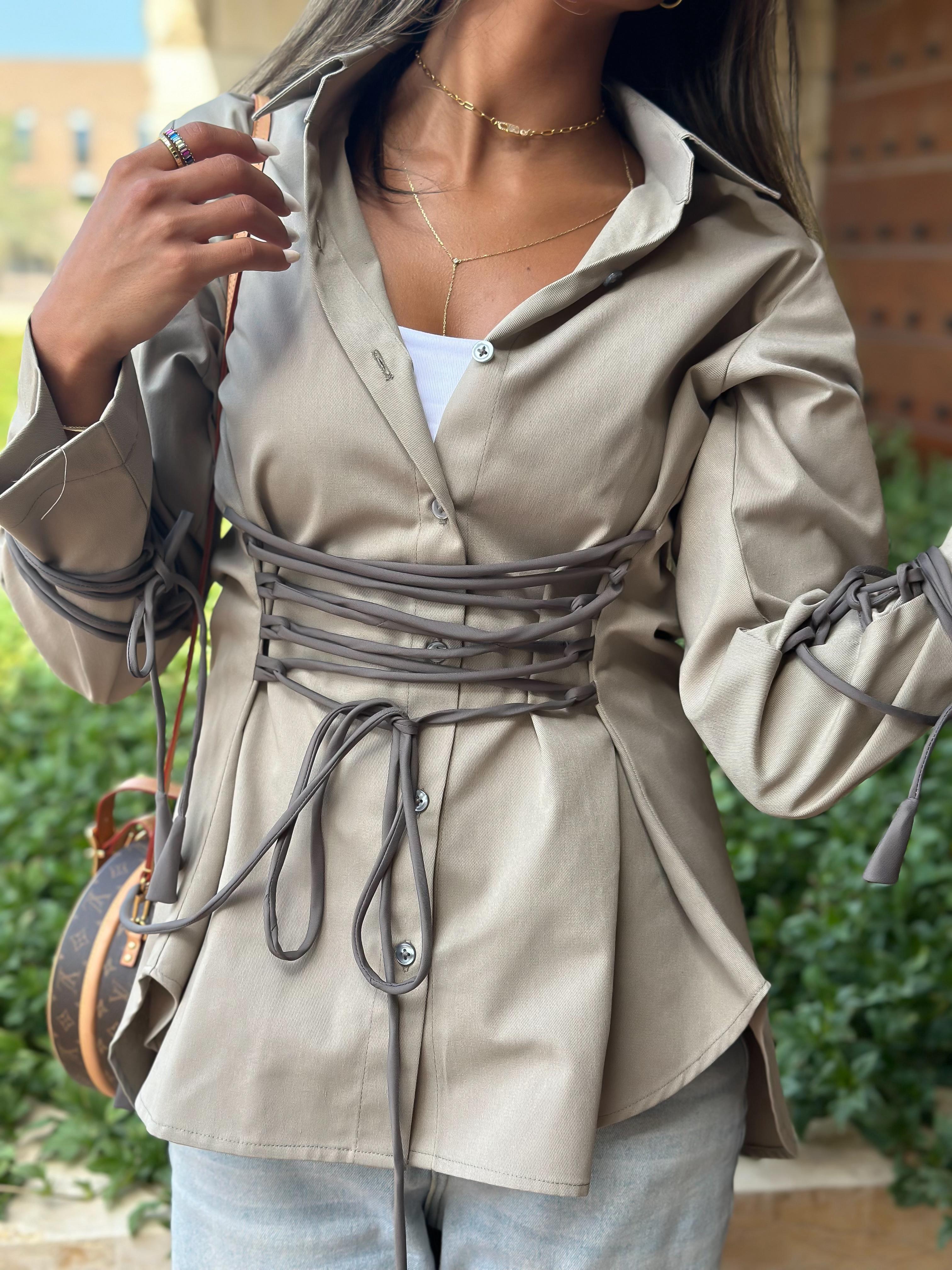 Cinched Tied Lace Shirt