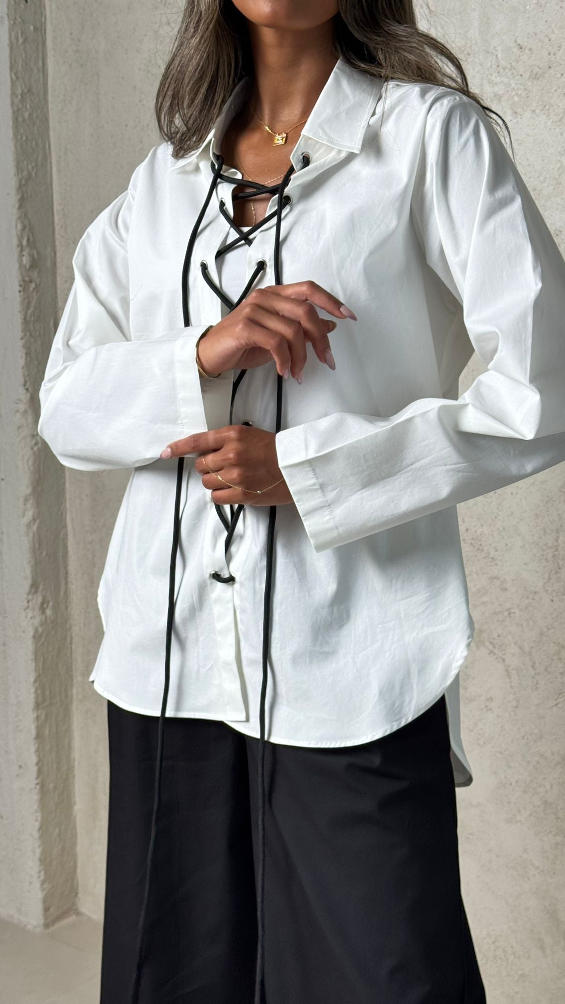 Crossline – Lace-Up Long Sleeve Shirt
