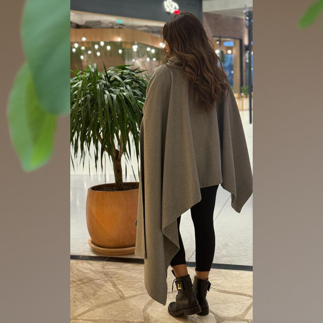 Turtle Neck Poncho Jacket