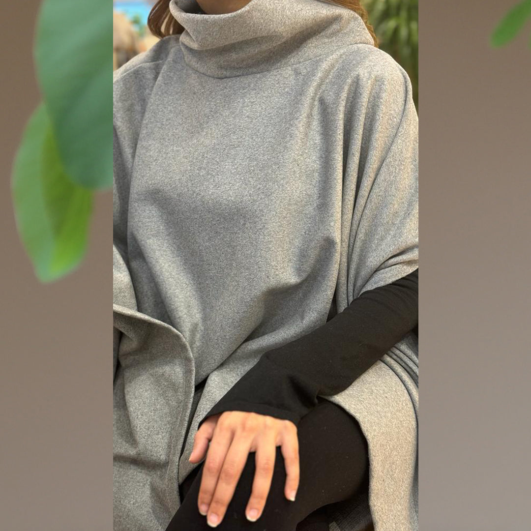Turtle Neck Poncho Jacket