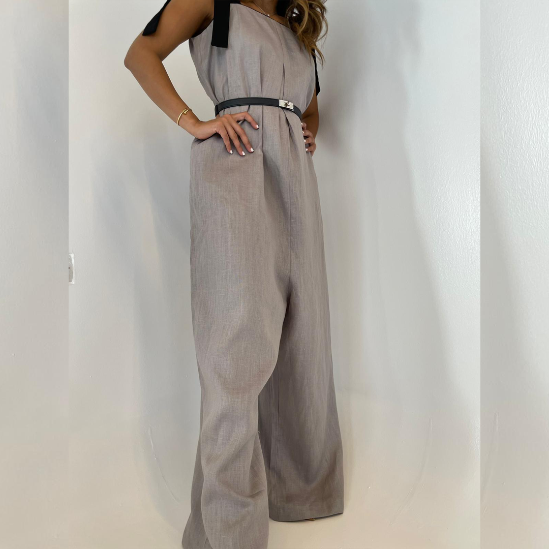 Strapped Linen Jumpsuit
