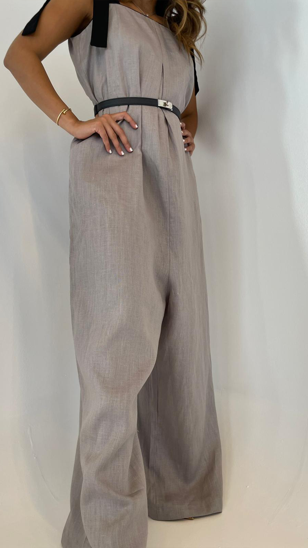 Strapped Linen Jumpsuit