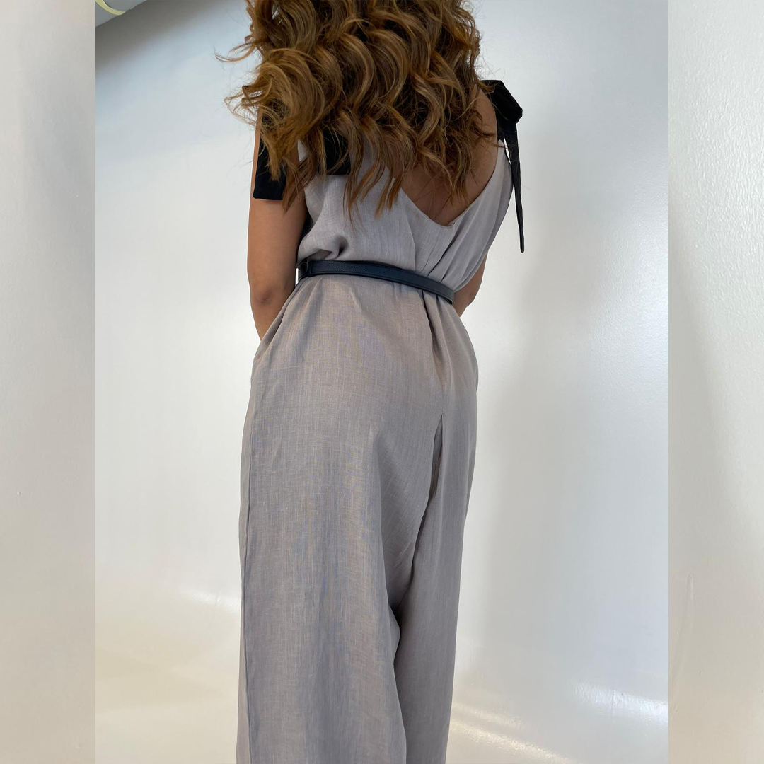 Strapped Linen Jumpsuit
