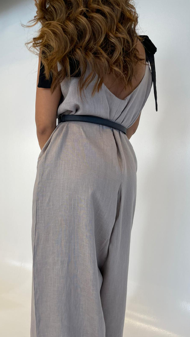 Strapped Linen Jumpsuit