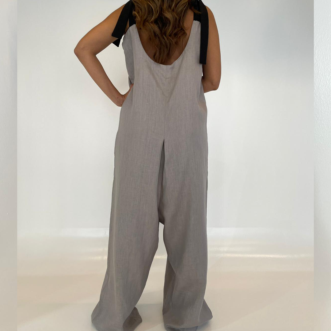 Strapped Linen Jumpsuit