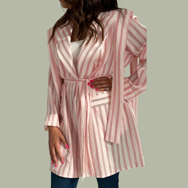 Stylish Belted Shirt Stripe