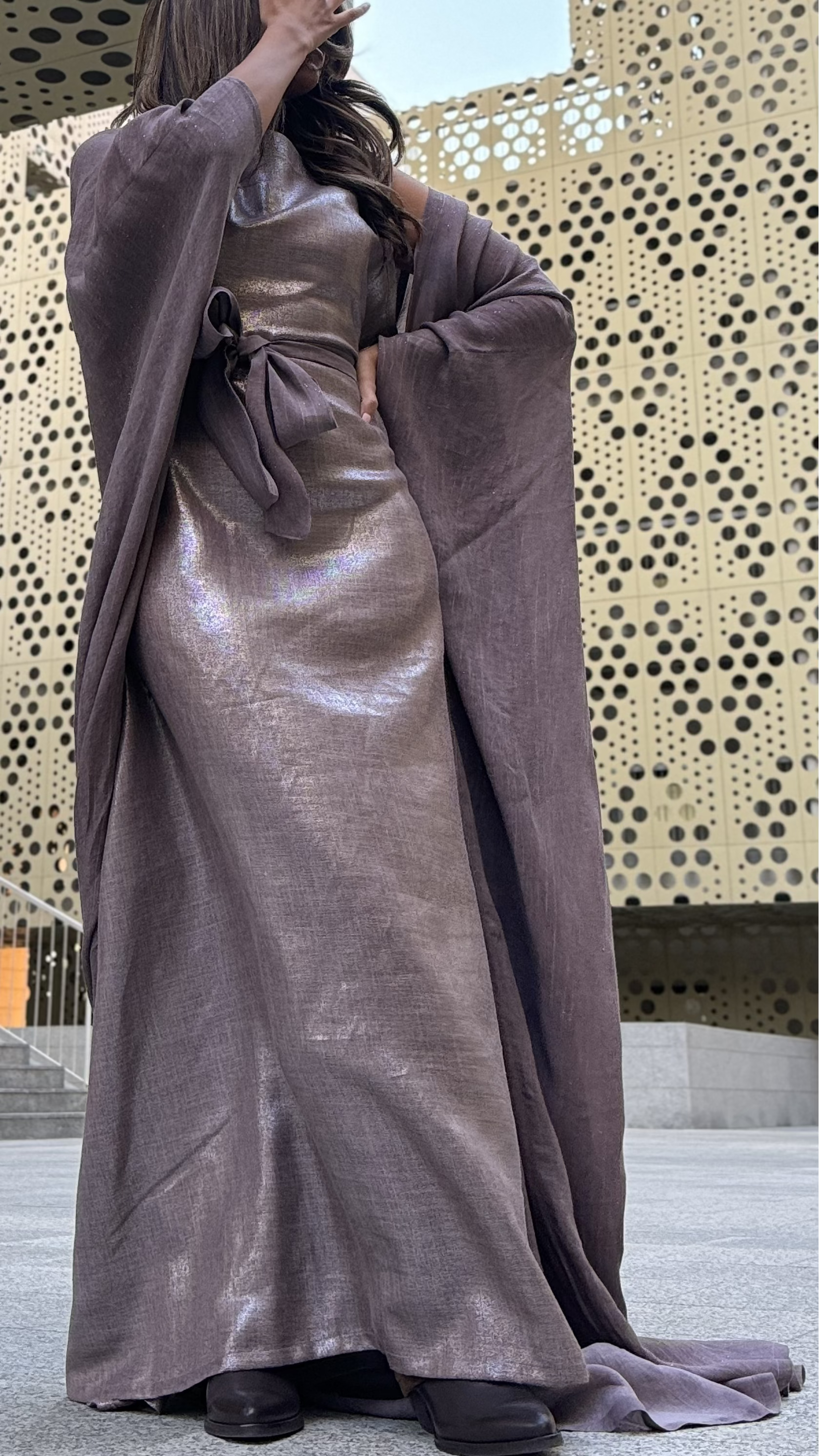 Mauve Drape Kaftan Set