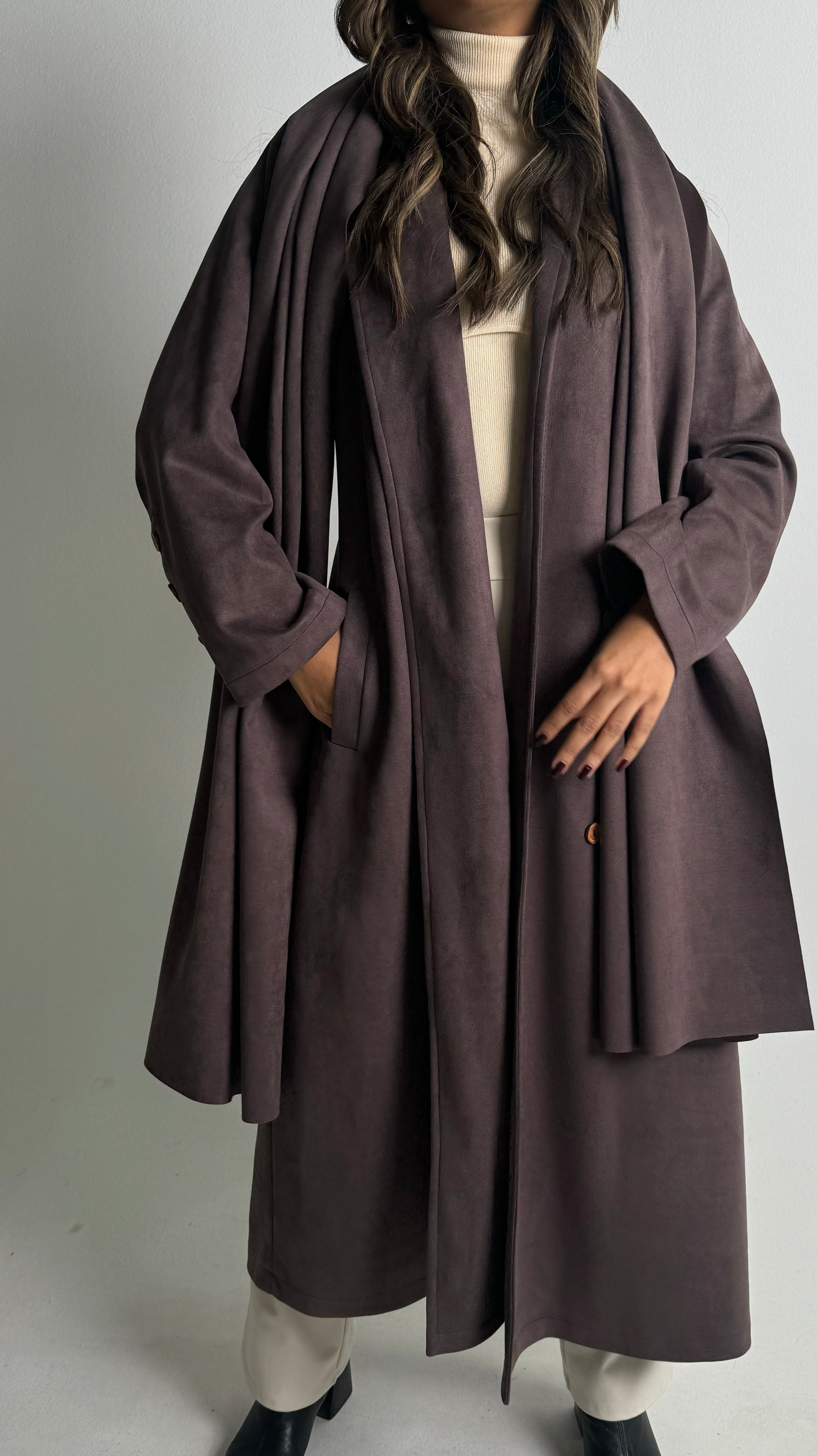 Scarfed Long Coat