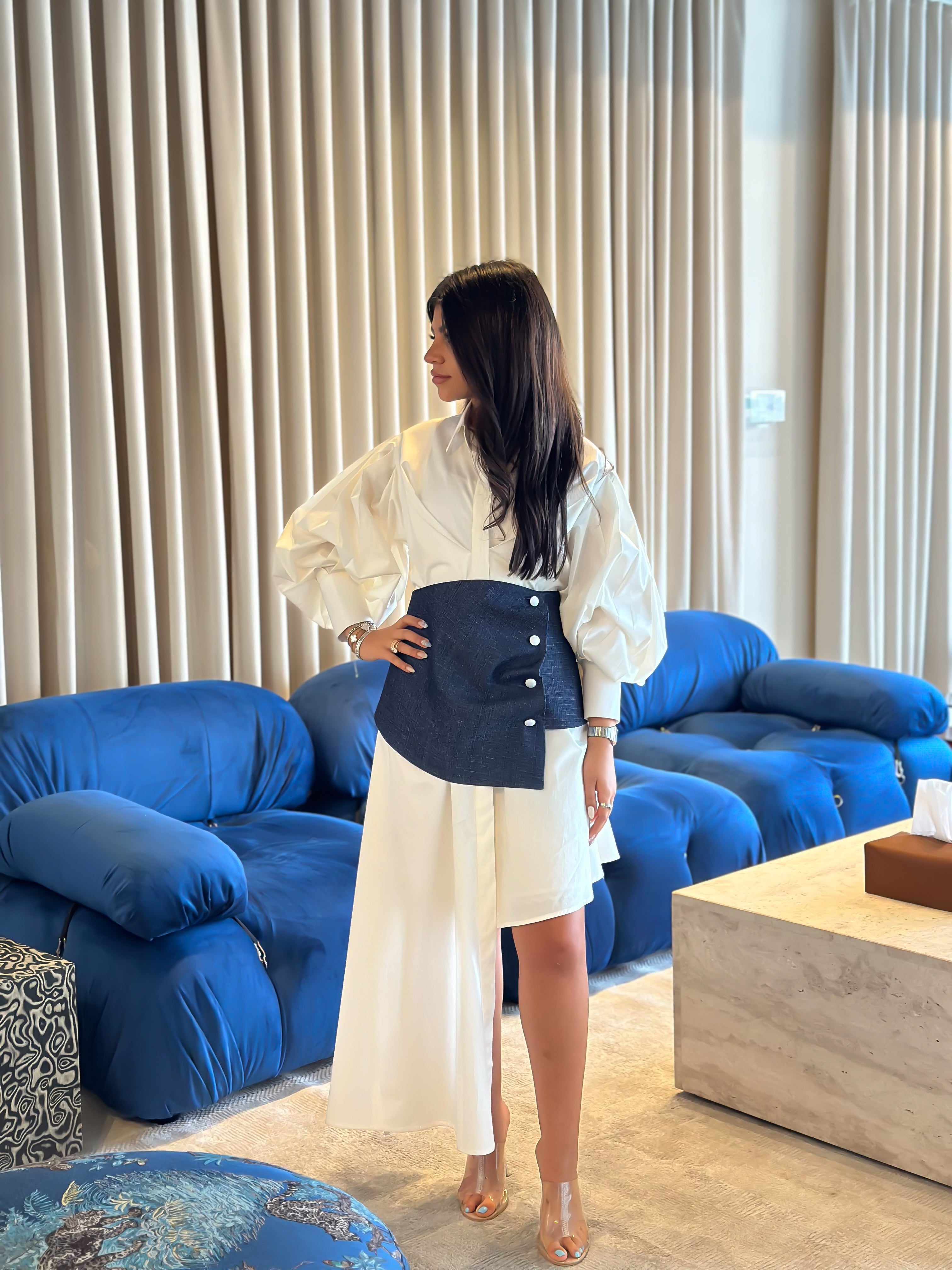 Stylist Asymmetrical Shirt W/Over Size Belt