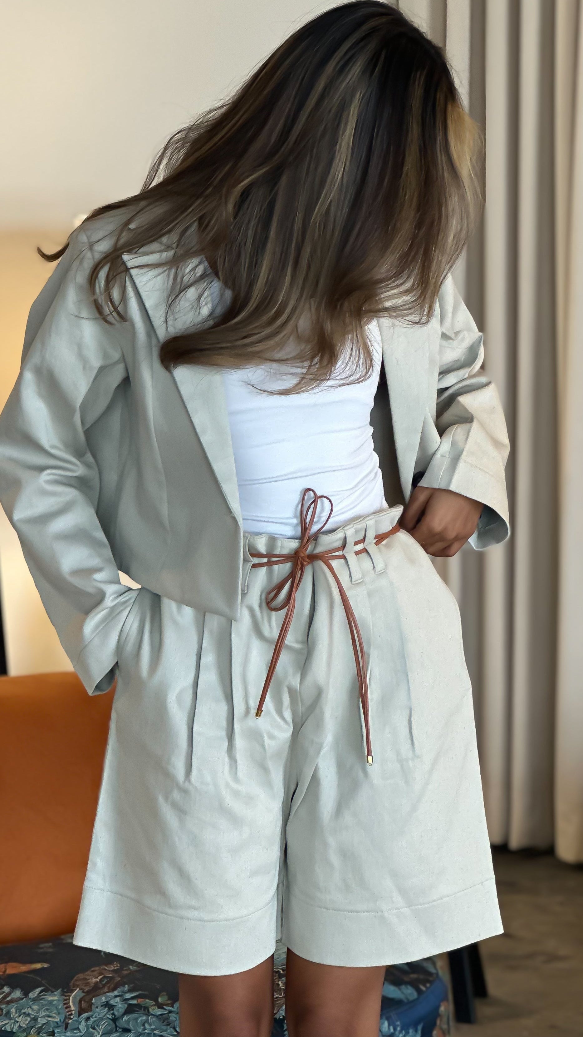 Crop Jacket x Utility Shorts Set