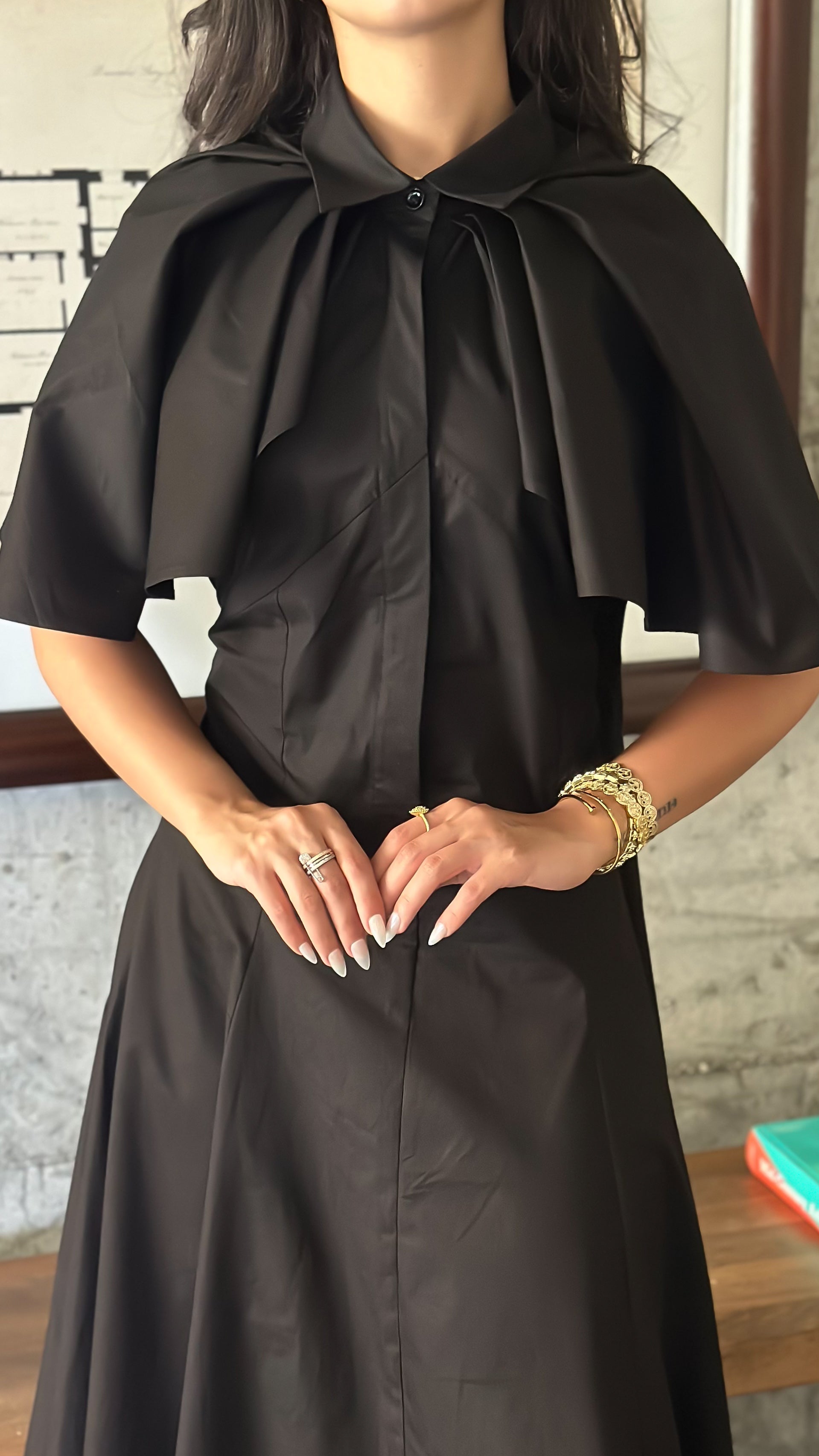 Wing Shoulder Midi Dress