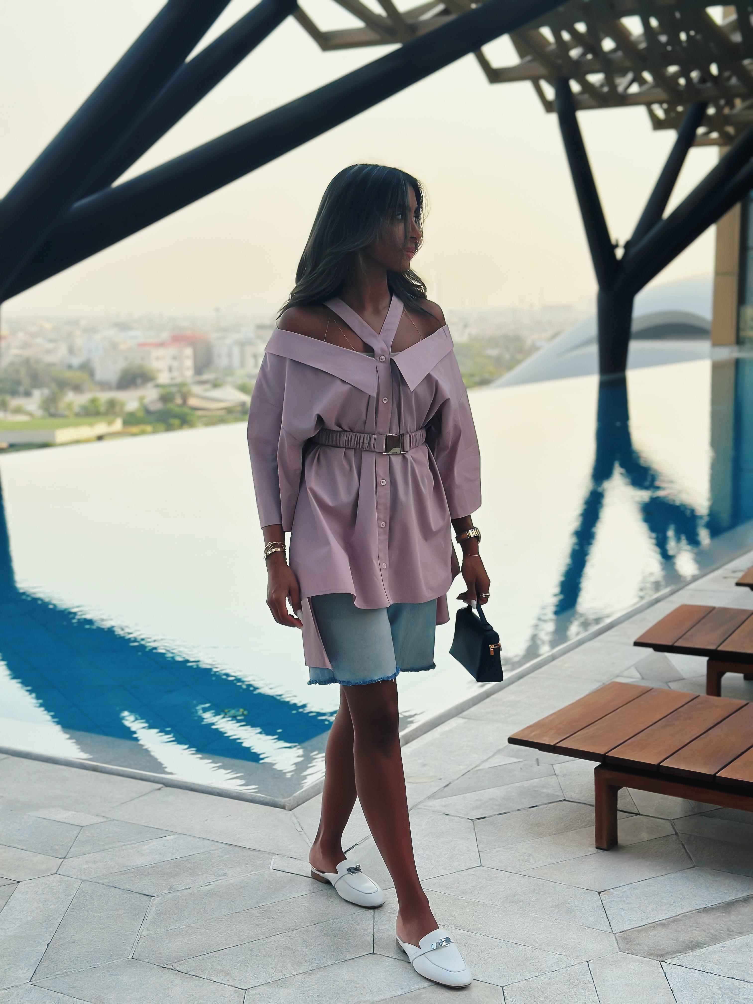 The Malaga Shirt – Off-Shoulder Belt Shirt