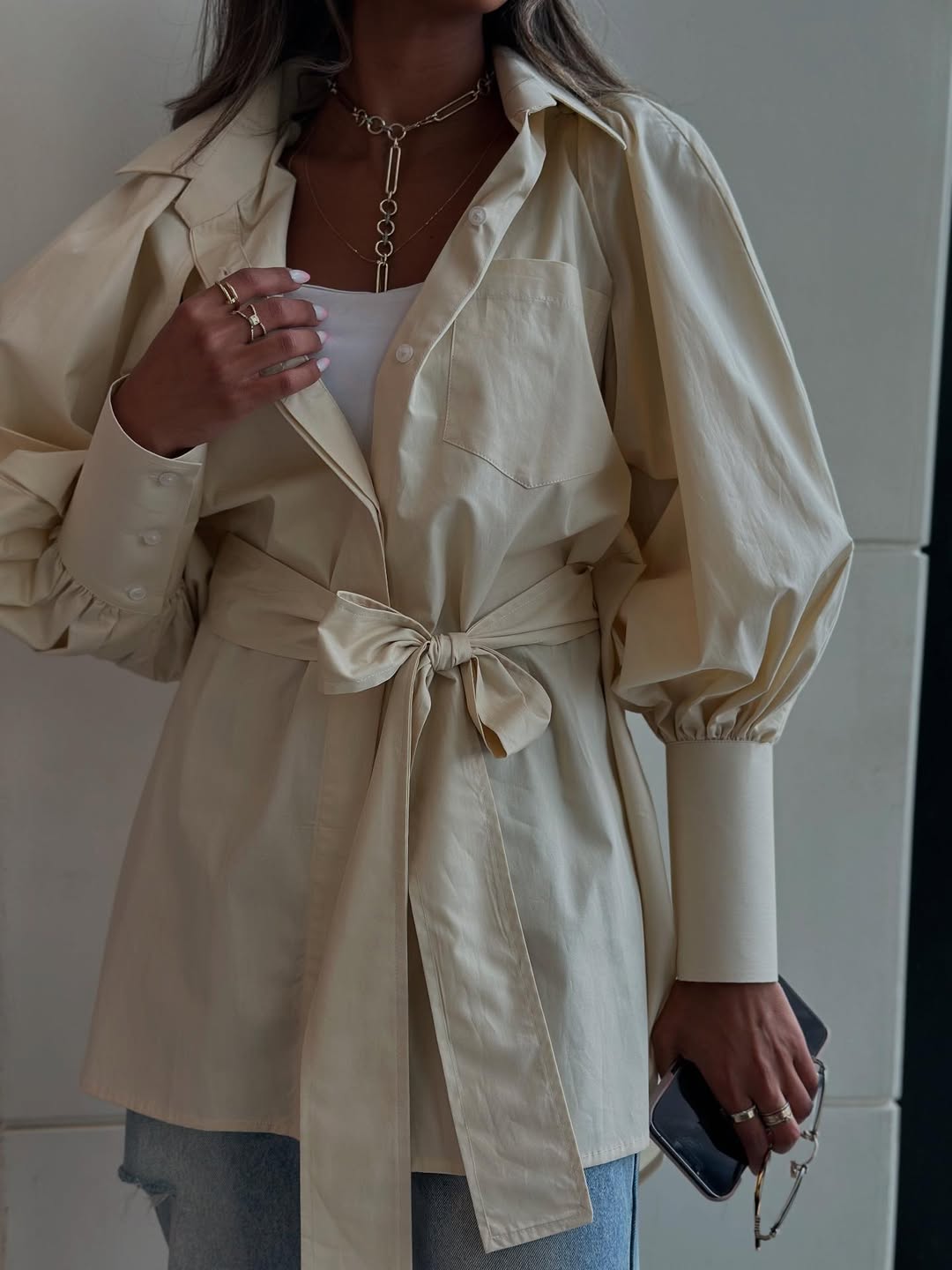 Sculpted Grace Belted Blouse