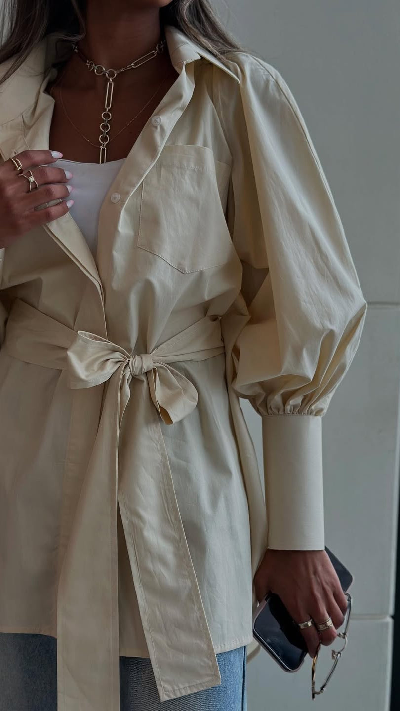 Sculpted Grace Belted Blouse