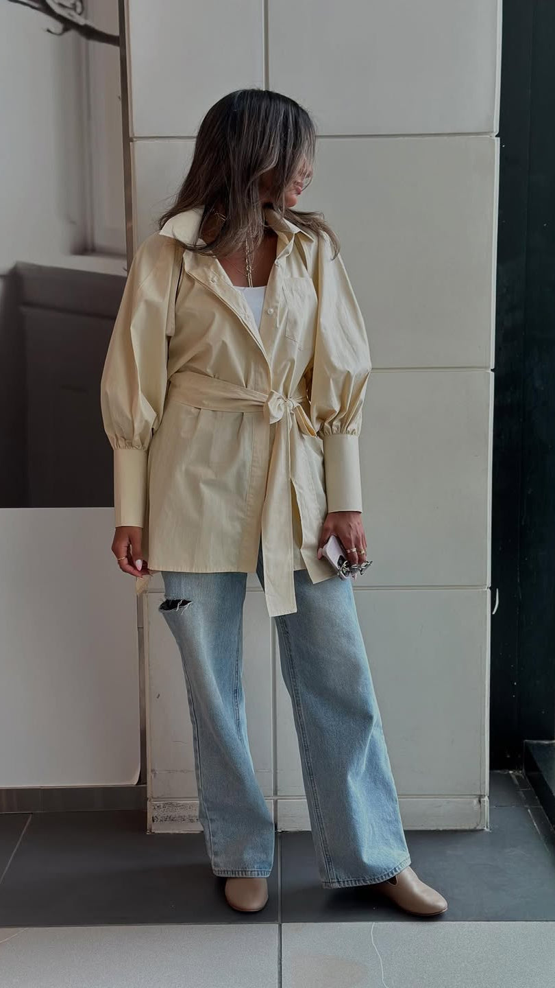 Sculpted Grace Belted Blouse