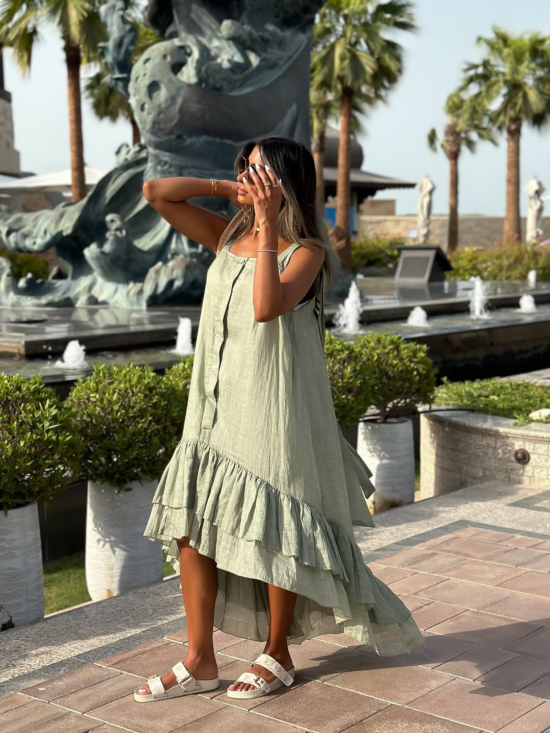 Strappy Ruffle Maxi Dress