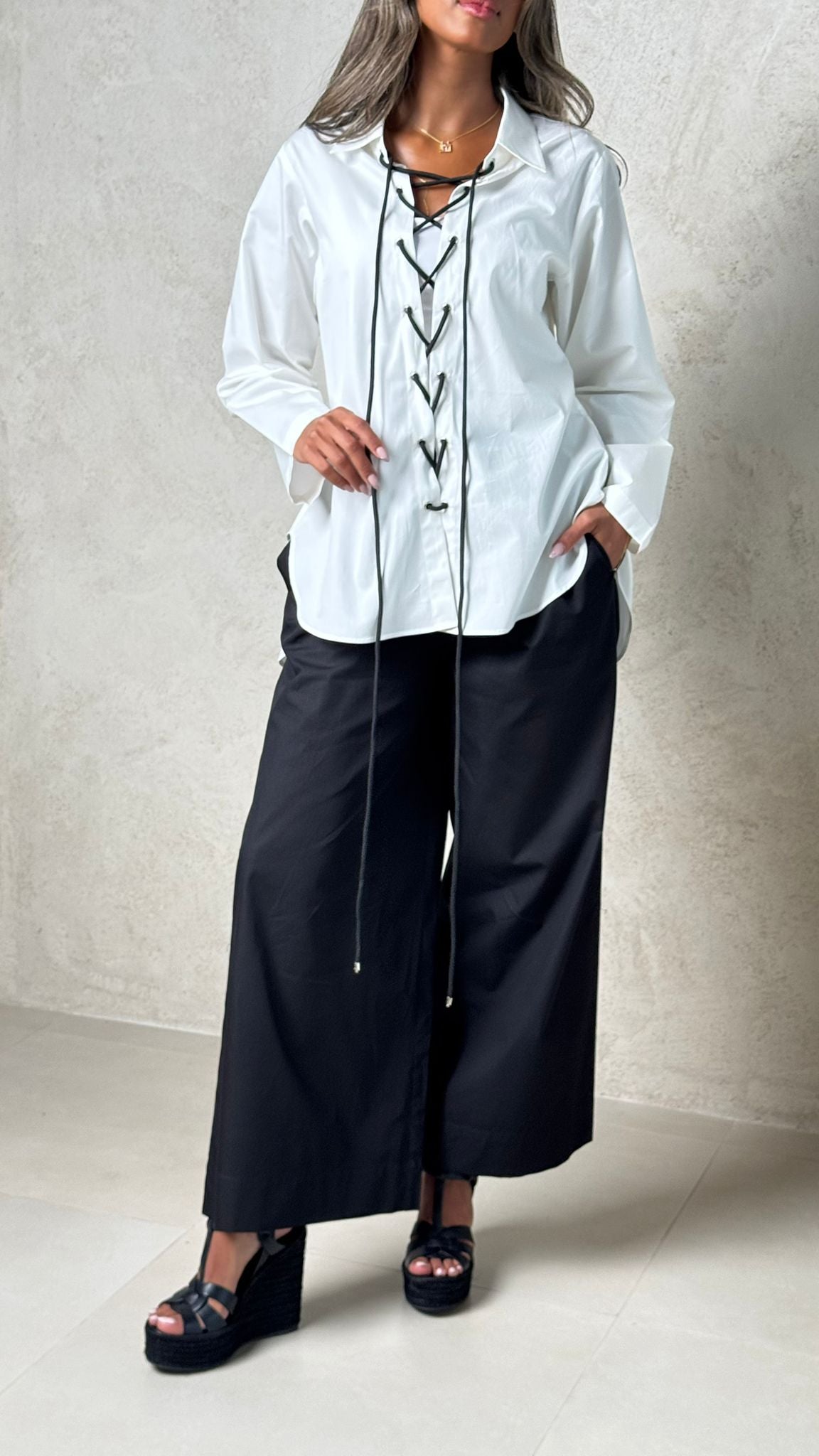 Crossline – Lace-Up Long Sleeve Shirt