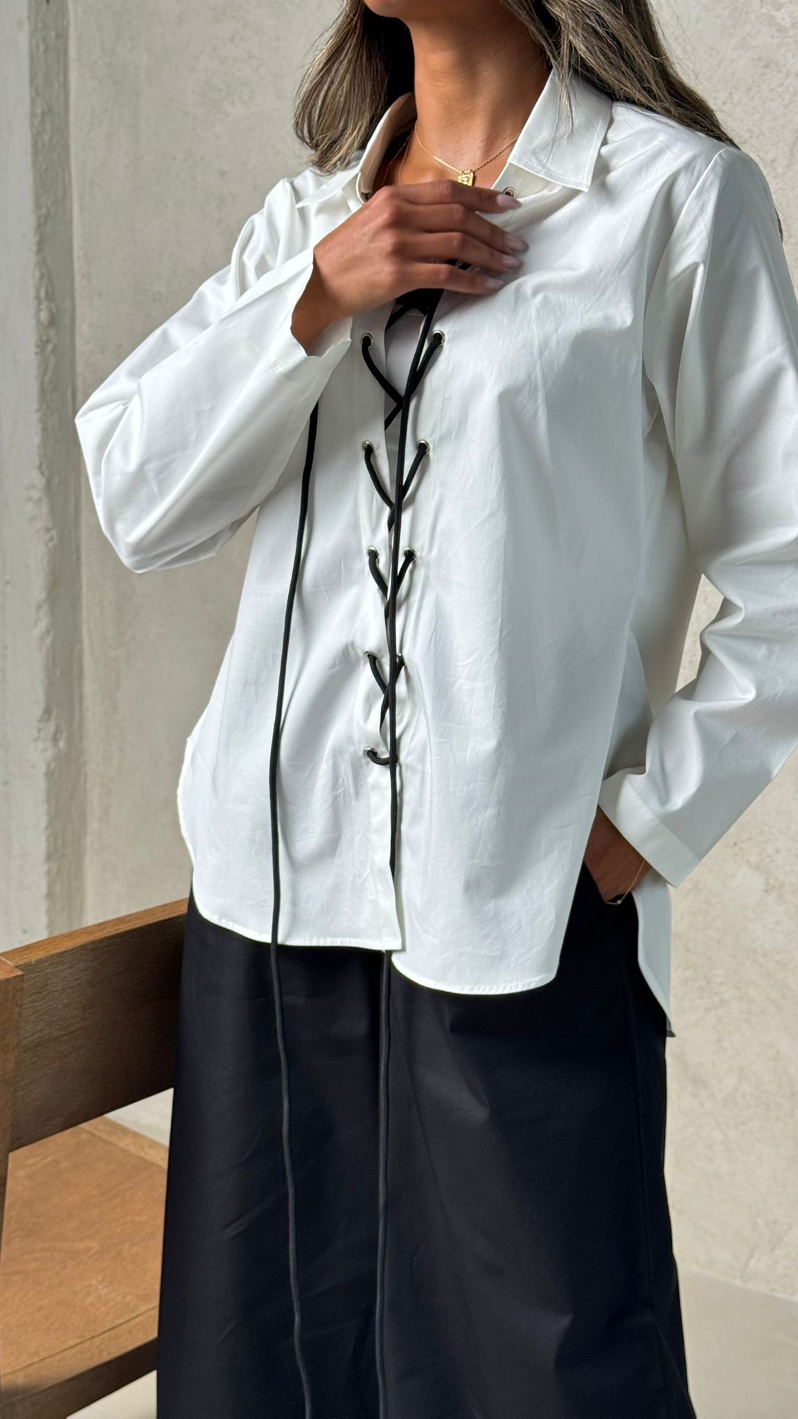 Crossline – Lace-Up Long Sleeve Shirt