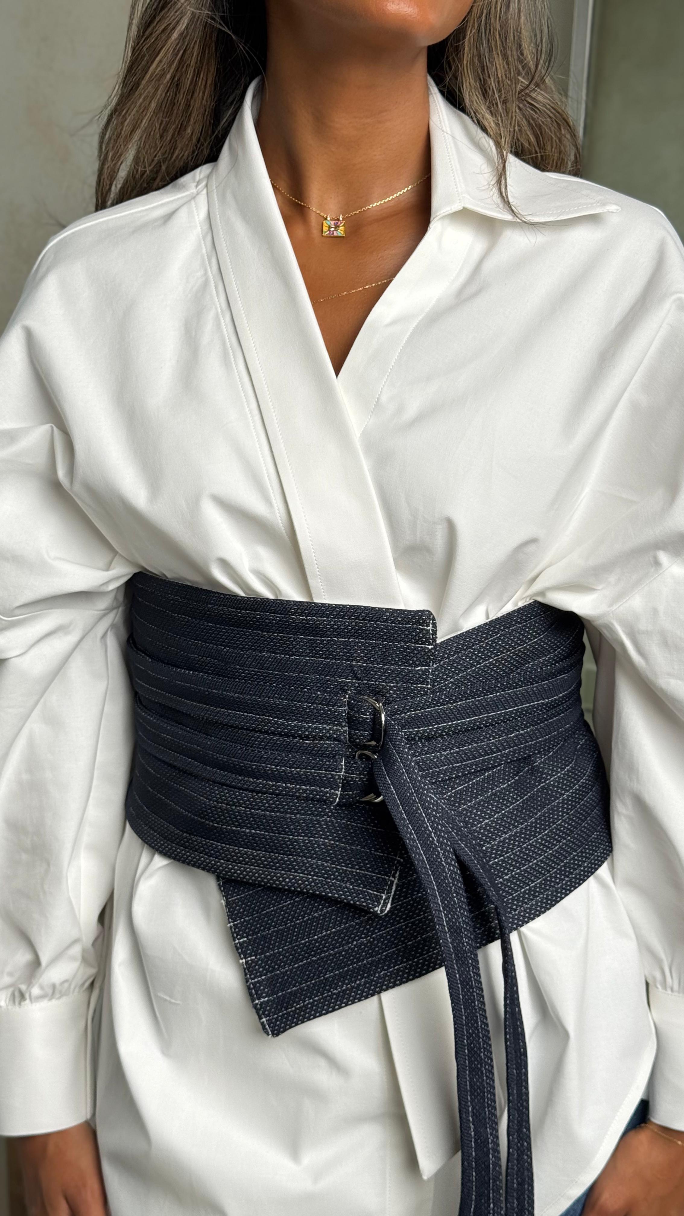 Asymmetrical White Wrap Shirt