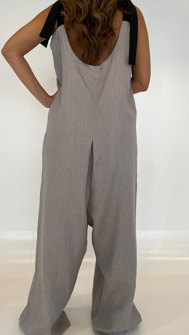 Strapped Linen Jumpsuit