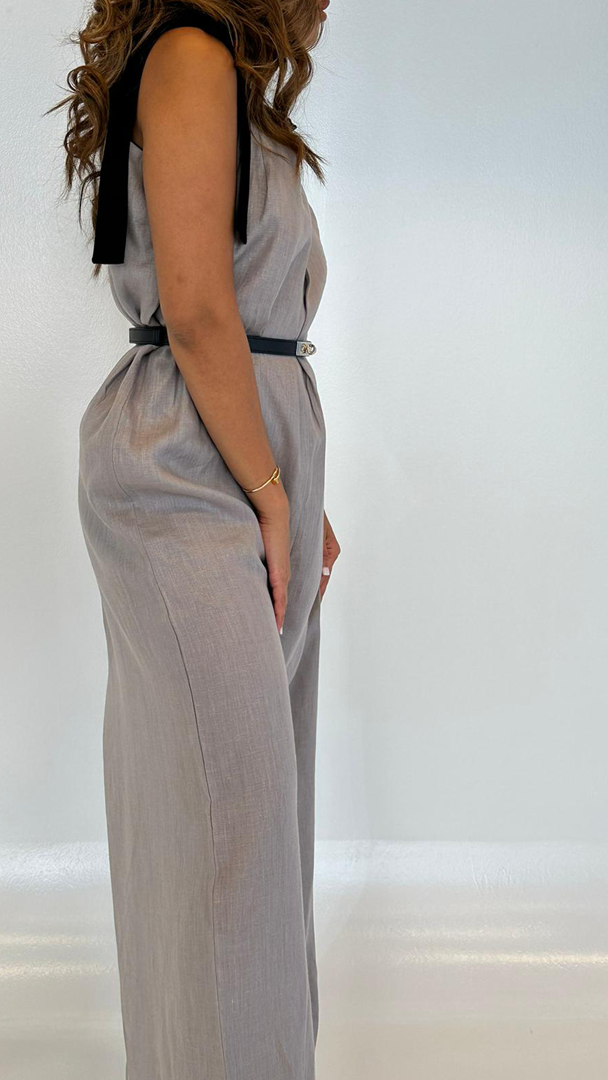 Strapped Linen Jumpsuit
