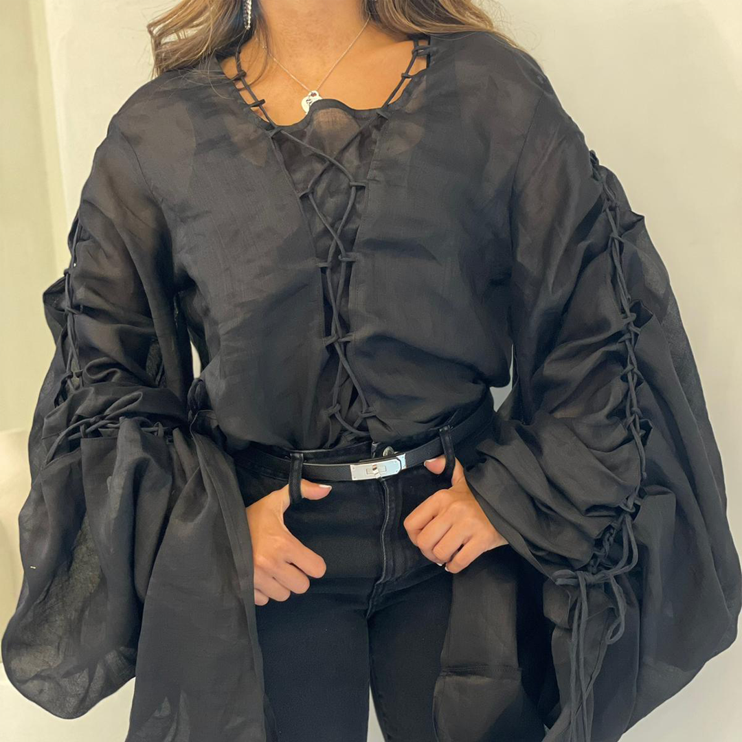 Detailed Cape Sleeve Shirt